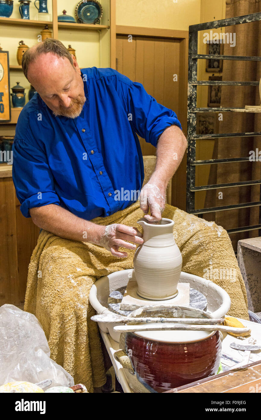 Pottery making demonstration at Silver Dollar City, an 1880s theme amusement park near Branson