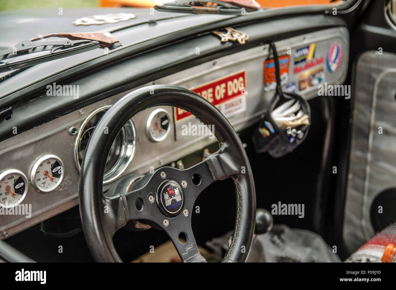 Interior of Volkswagens at VW's over the Skyway car show. Stock Photo