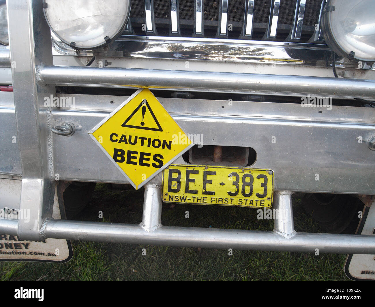 Truck of beekeeper providing pollination services to the agricultural industry, Orange, NSW, Australia. No PR Stock Photo
