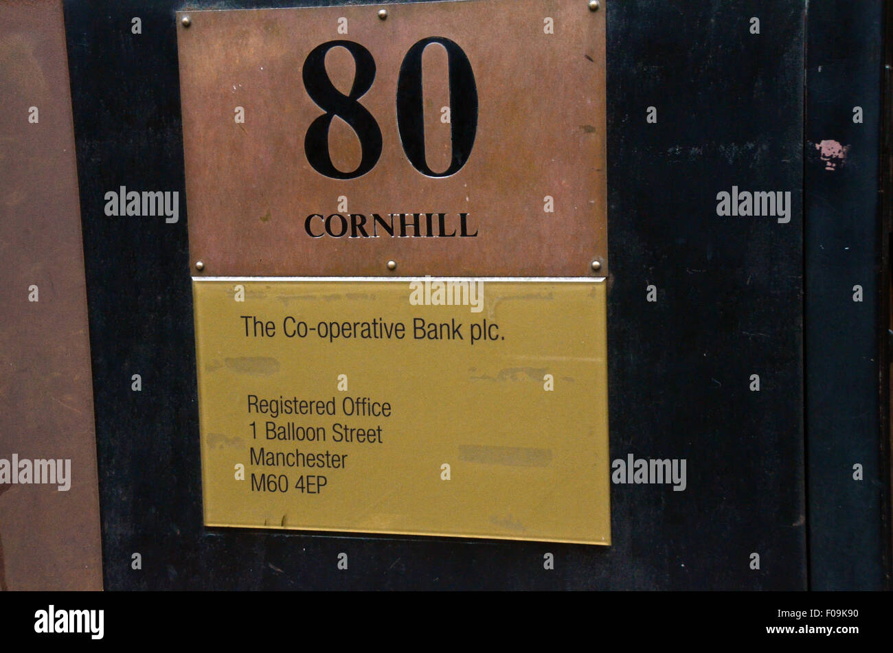 London, UK, 24 April 2014, The Co-operative Bank PLC 80 Cornhill, London EC3V 3NJ Stock Photo