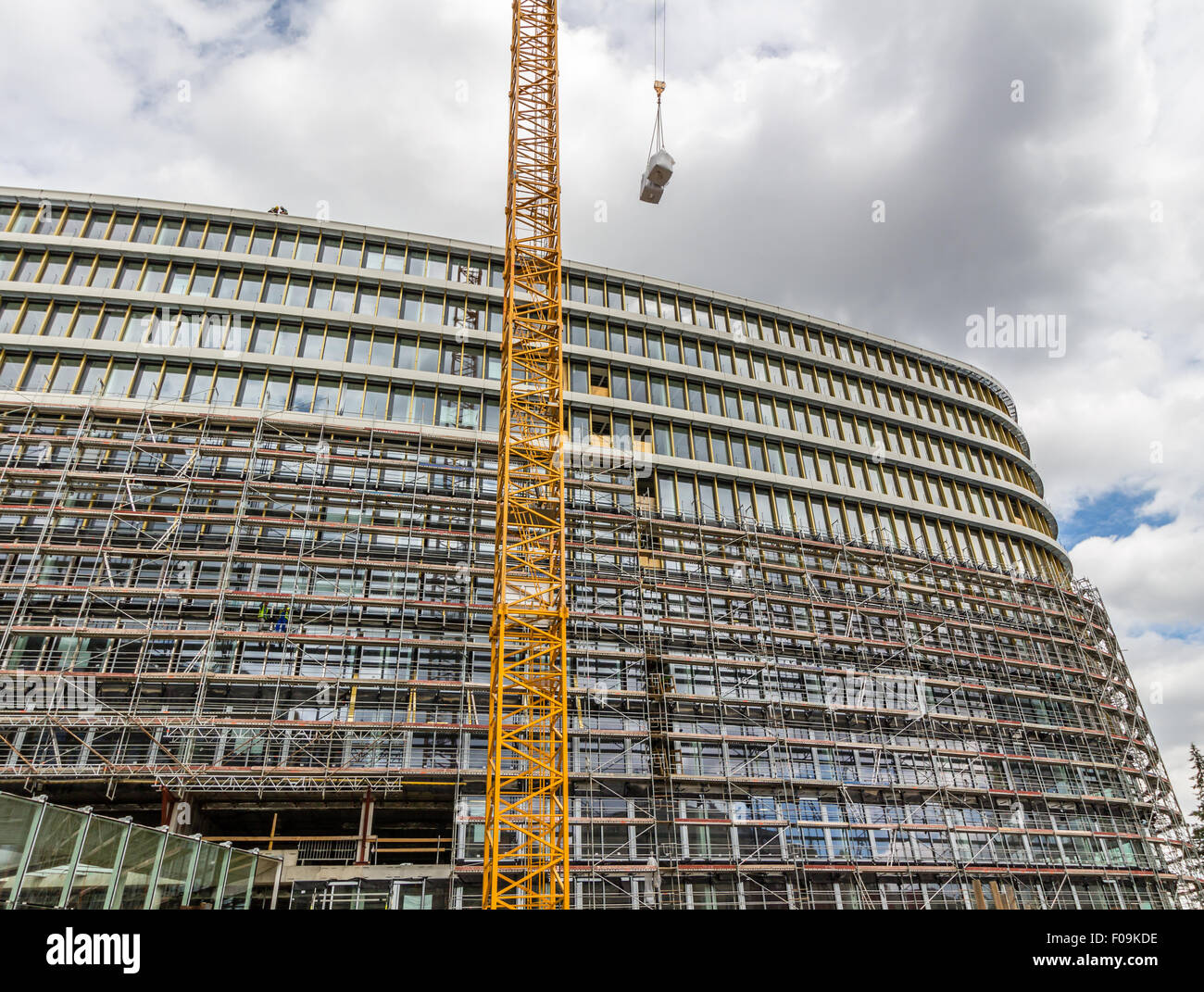 Office or business modern building in construction, Prague Stock Photo