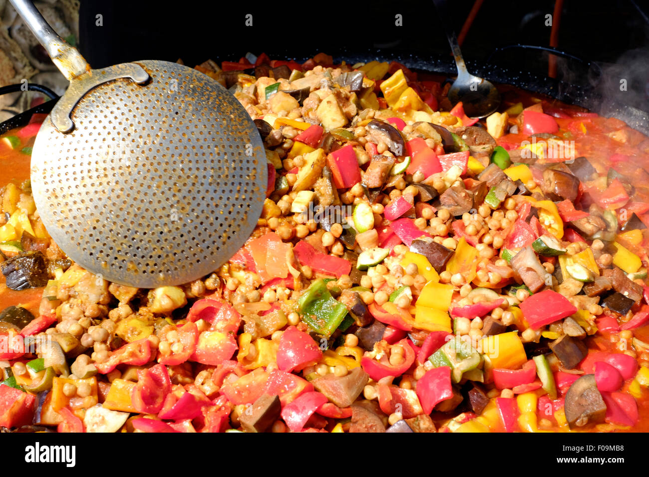 paella style dish in giant wok at the chilli fiesta festival at west
