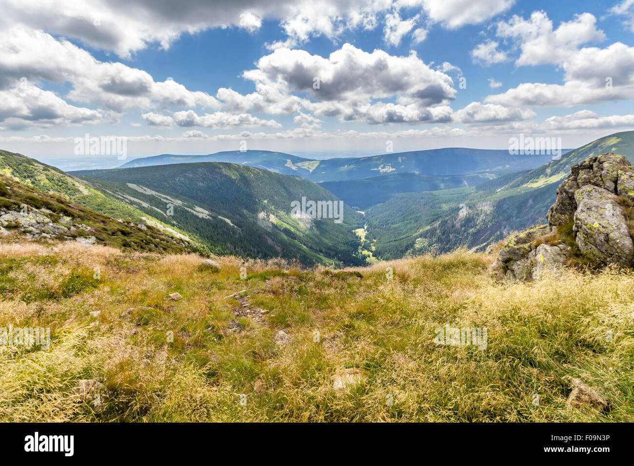 Landscape with mountains in national park Snezka / Sniezka - Krkonose / Karkonosze in Czech republic / Poland Stock Photo
