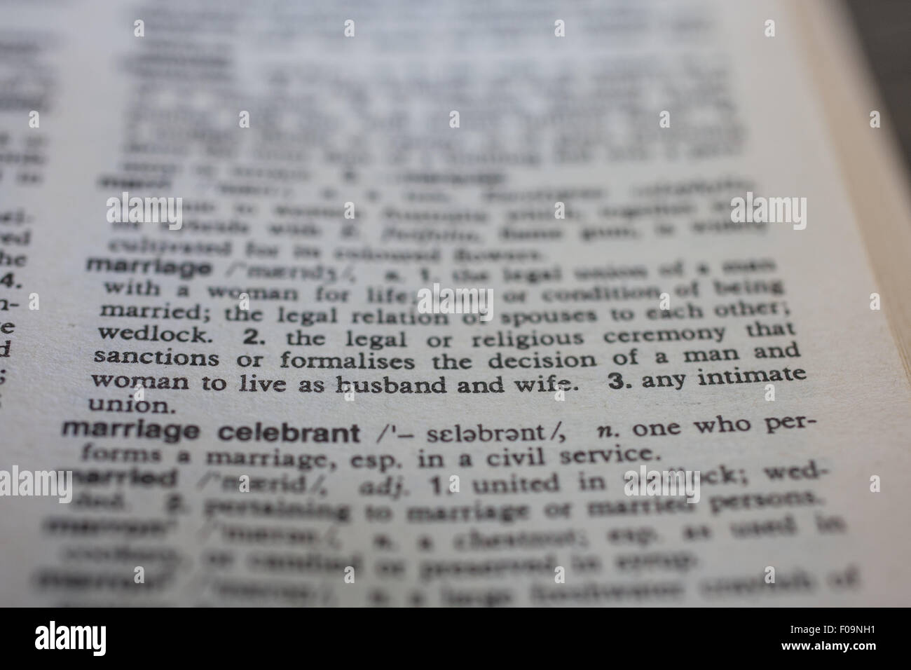 Definition of Marriage Stock Photo Alamy