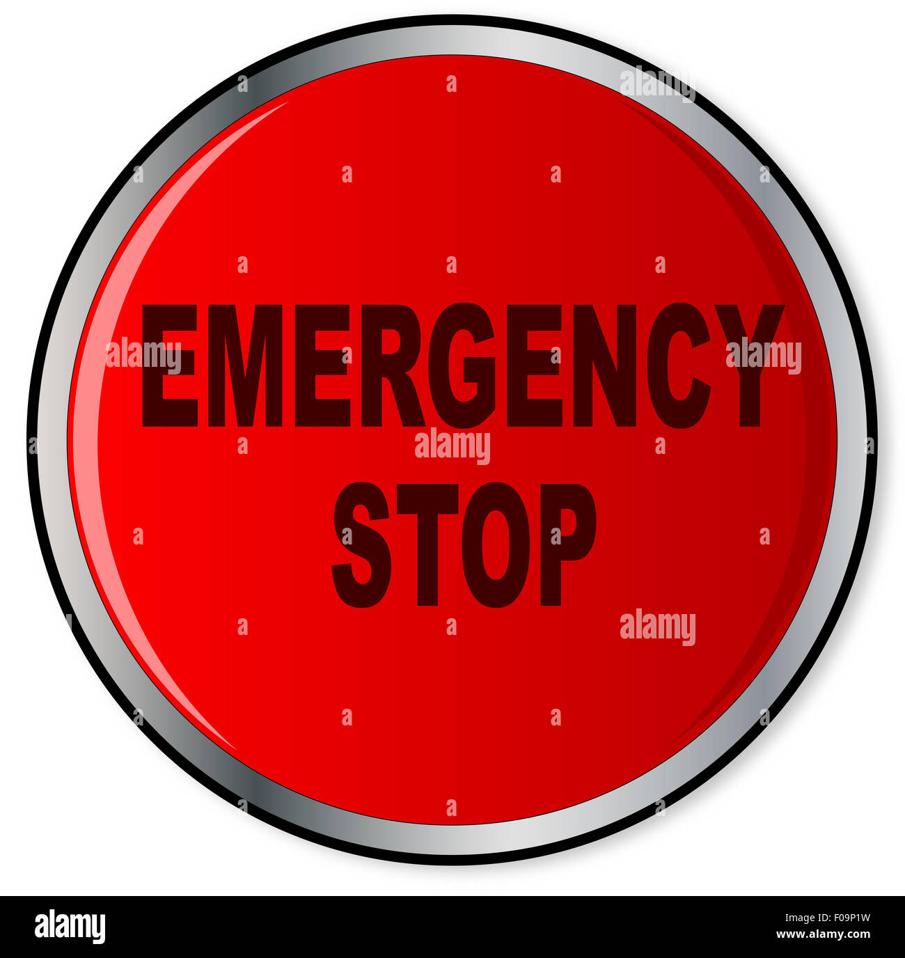 A large red help panic emergency stop button over a white background ...