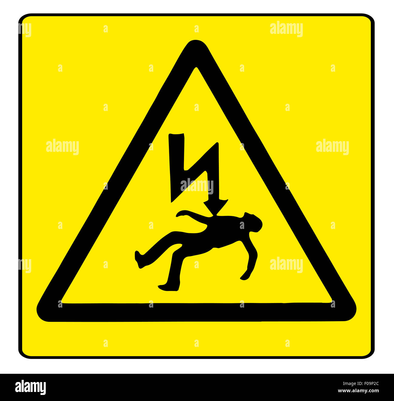 Electric shock warning sigh over a white background Stock Photo