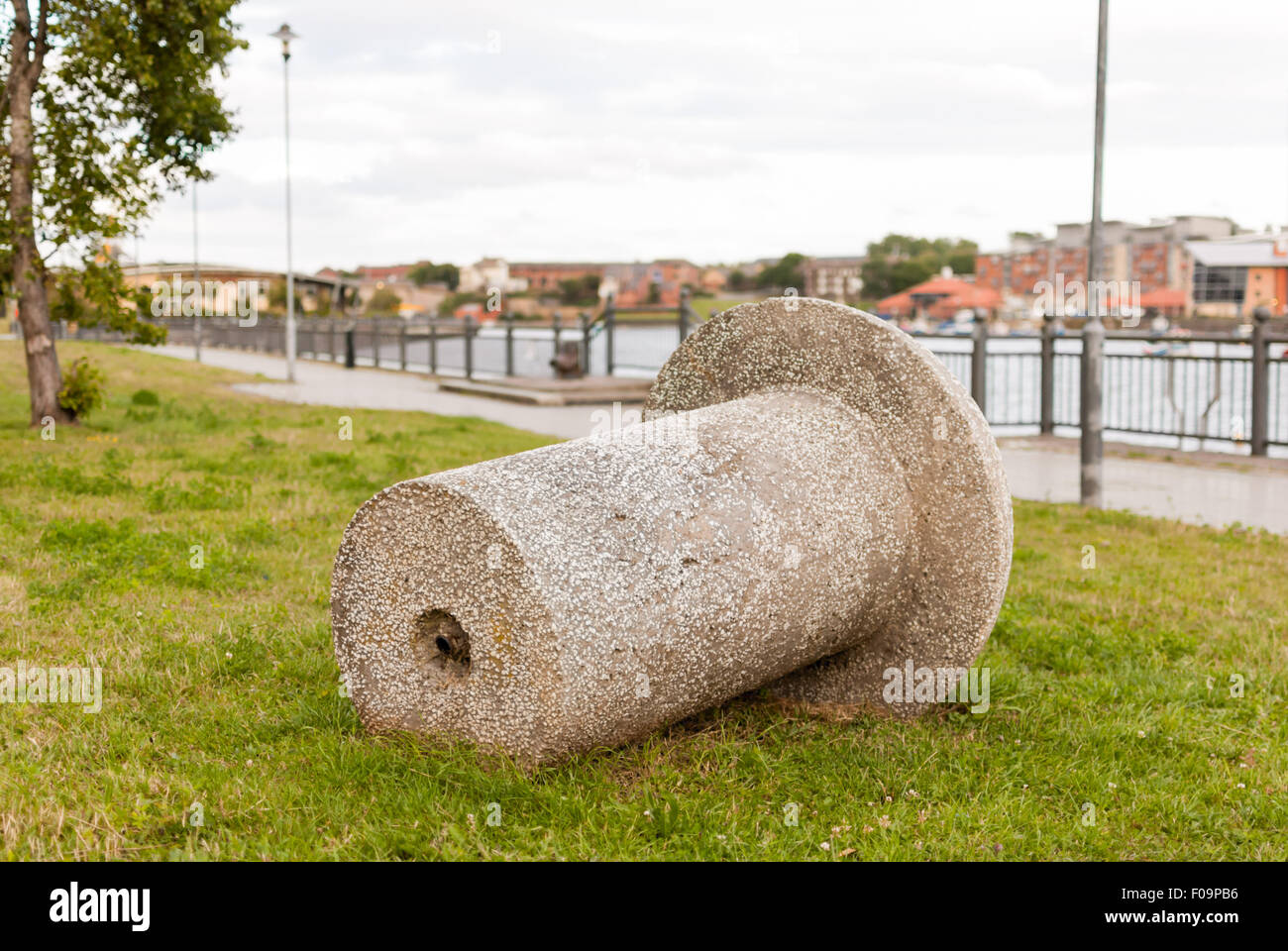 Concrete Rivet, part of 'Shadows in Another Light' Public Artwork (1998) in Sunderland by Knowles, Wilbourn & Fischer. Stock Photo