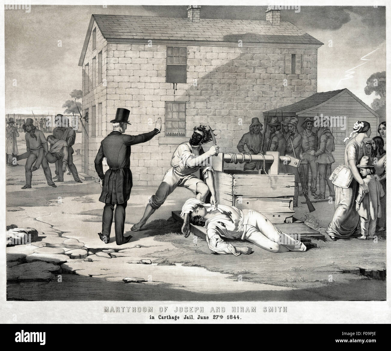 Martyrdom of Joseph and Hiram Smith in Carthage Jail, June 27, 1844 Stock Photo