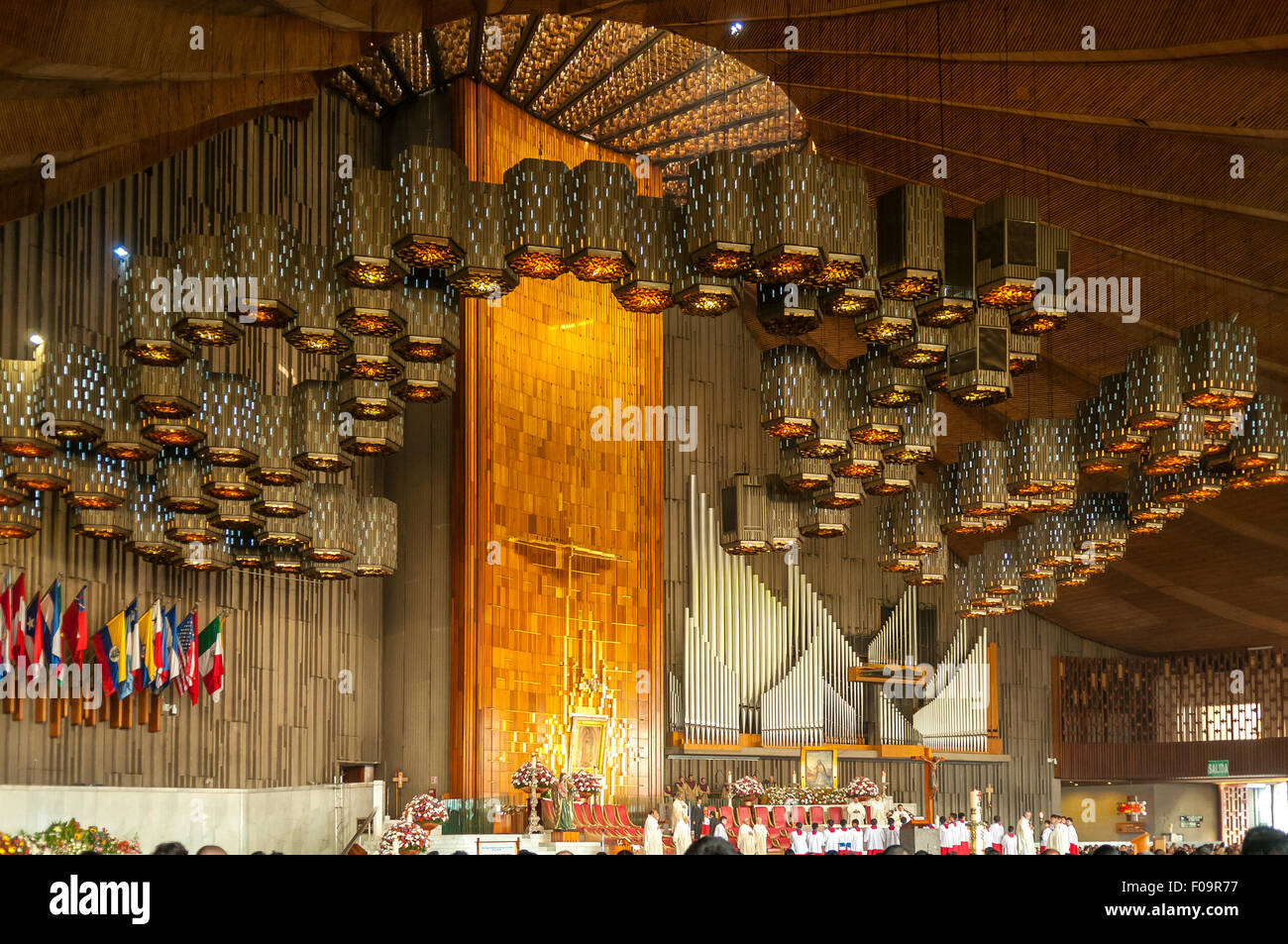 Inside New Basilica of Our Lady of Guadalupe, Mexico City, Mexico Stock Photo