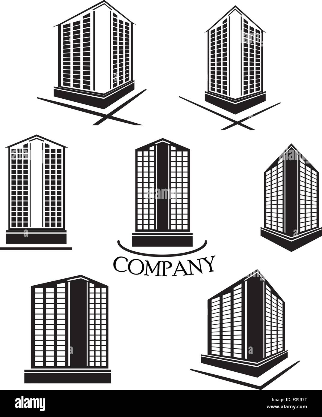 Set of Company building Vector logo and icon Stock Vector