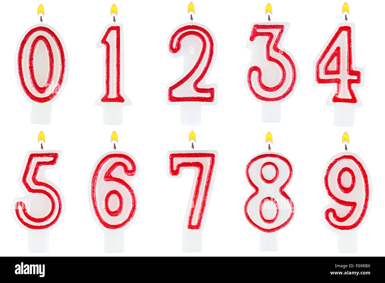 Birthday candles number set isolated on white background Stock Photo
