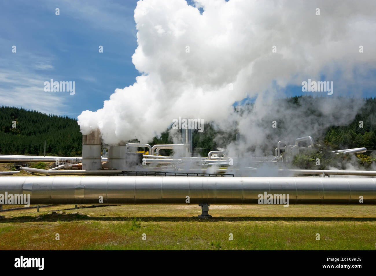Geothermal power station near the Wairakei Geothermal Field in New Zealand Stock Photo