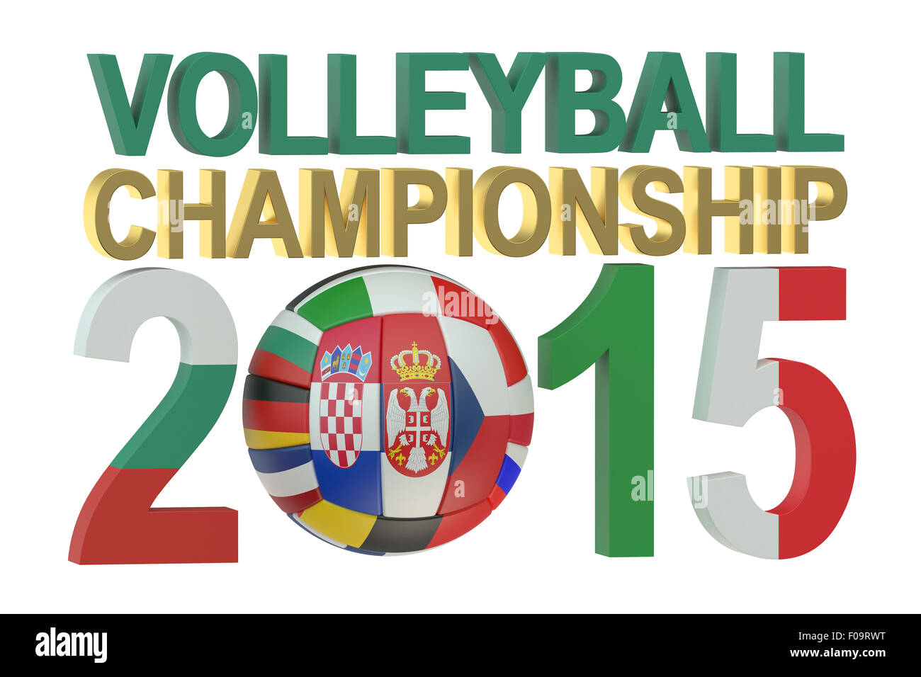 Volleyball European mans championship 2015 concept isolated on white background Stock Photo
