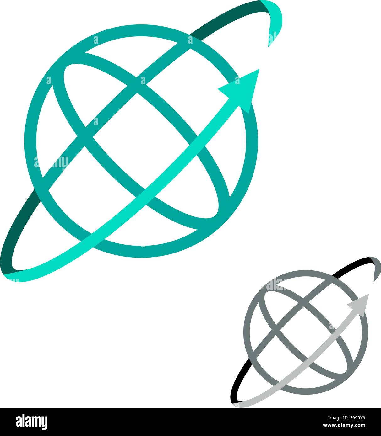 Cyber world, techno globe, world online logo, vector Stock Vector