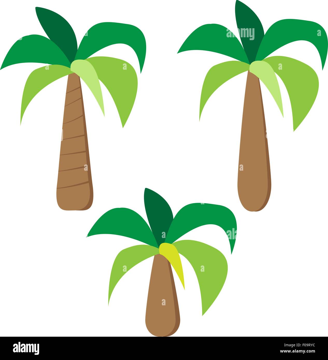 Set of palm trees in simple flat style, vector Stock Vector