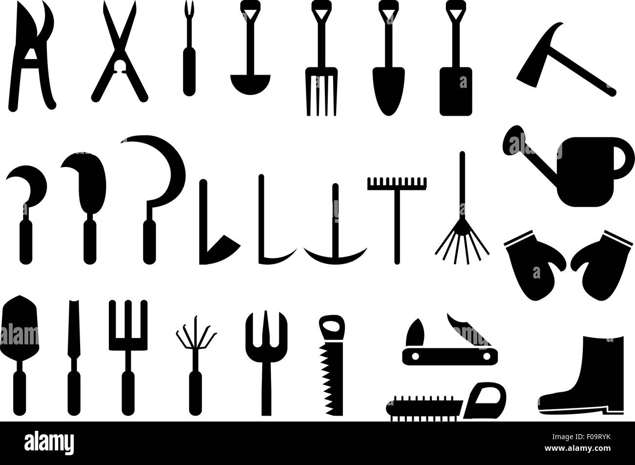Set of Garden hand tools icons Stock Vector