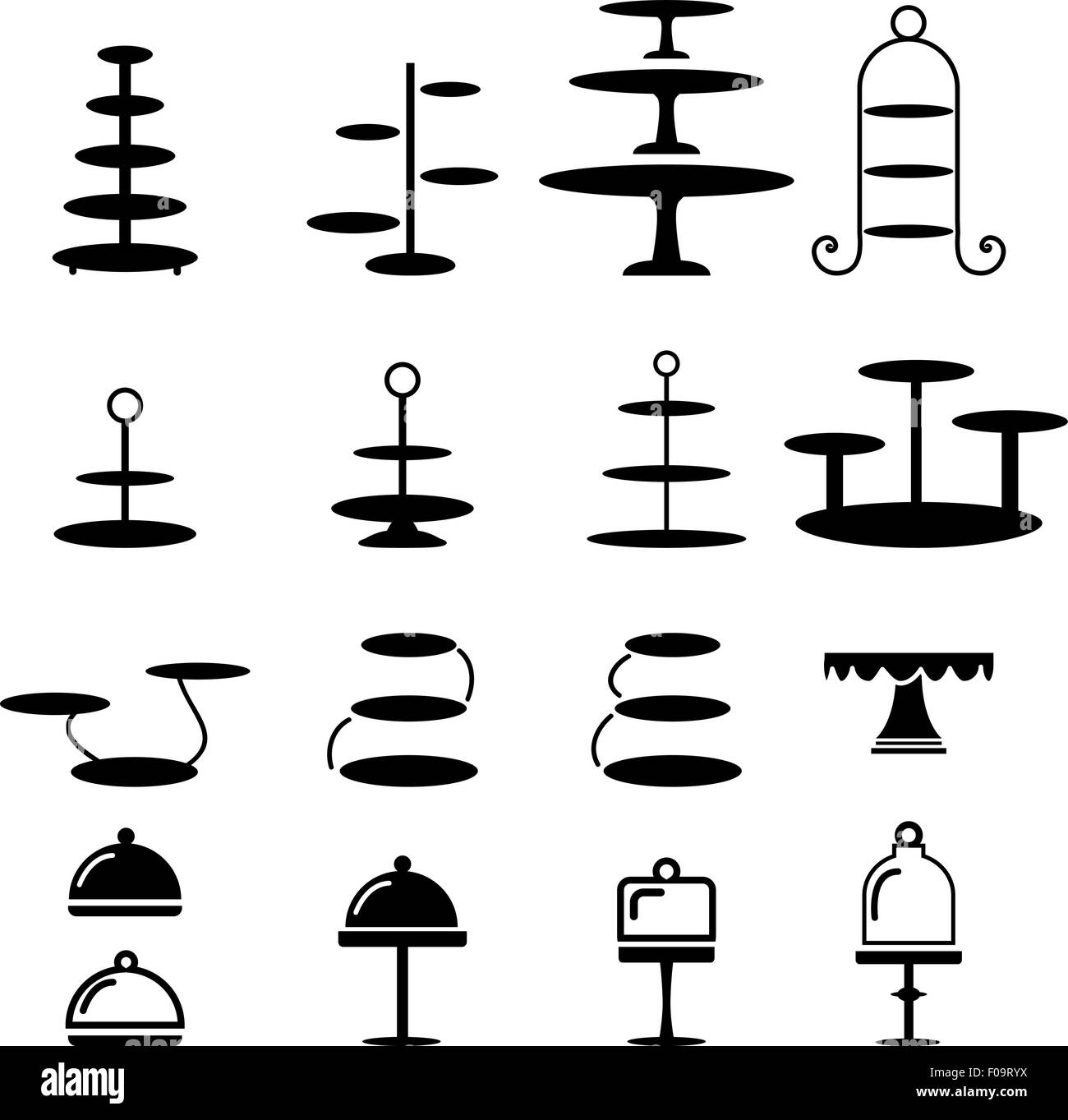 Set of cake stand in silhouette icon, vector Stock Vector Image & Art