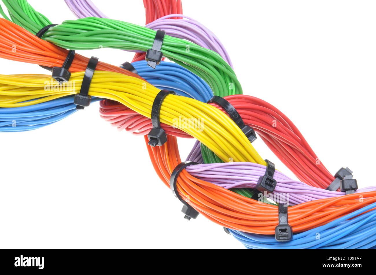 Multicolour Cables Multicolored electrical cables isolated on white background Stock Photo ...