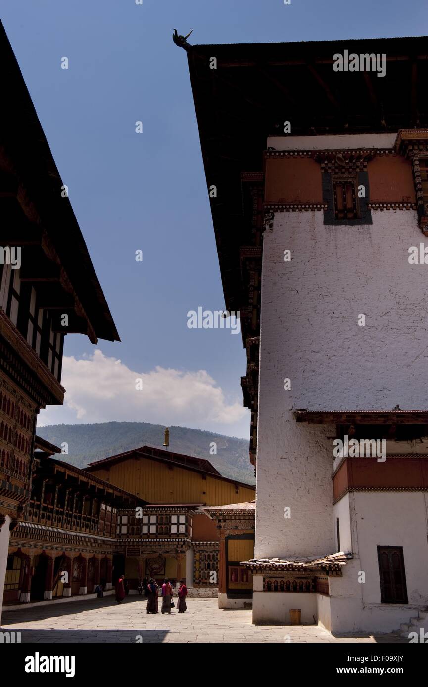 Paro Dzong courtyard in Bhutan Stock Photo