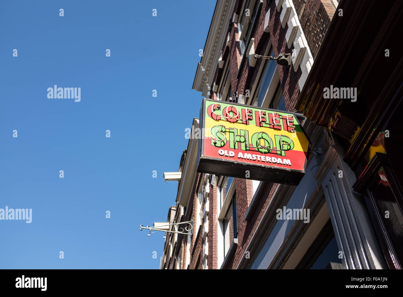 Sign for coffee shop in Amsterdam city centre Stock Photo