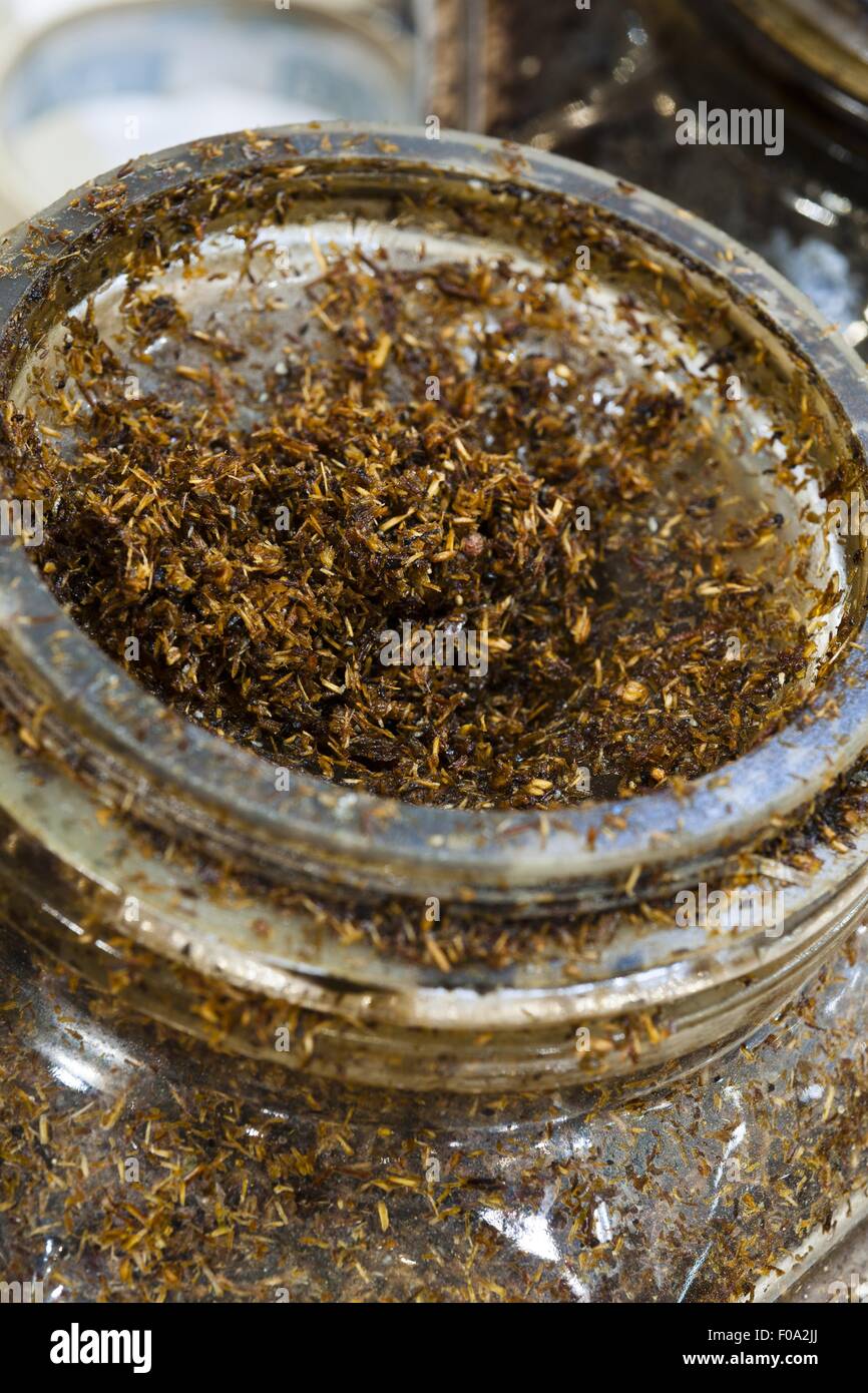 Close-up of flammable perfume mixture in Salalah, Dofar, Oman Stock Photo