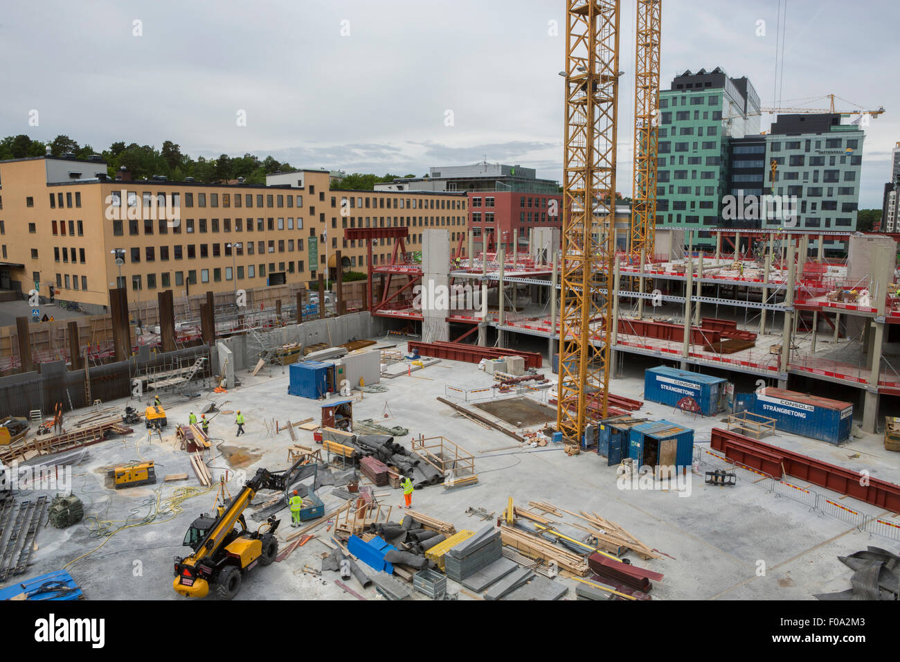 Construction site at Arenastaden, Solna, Stockholm. Stock Photo