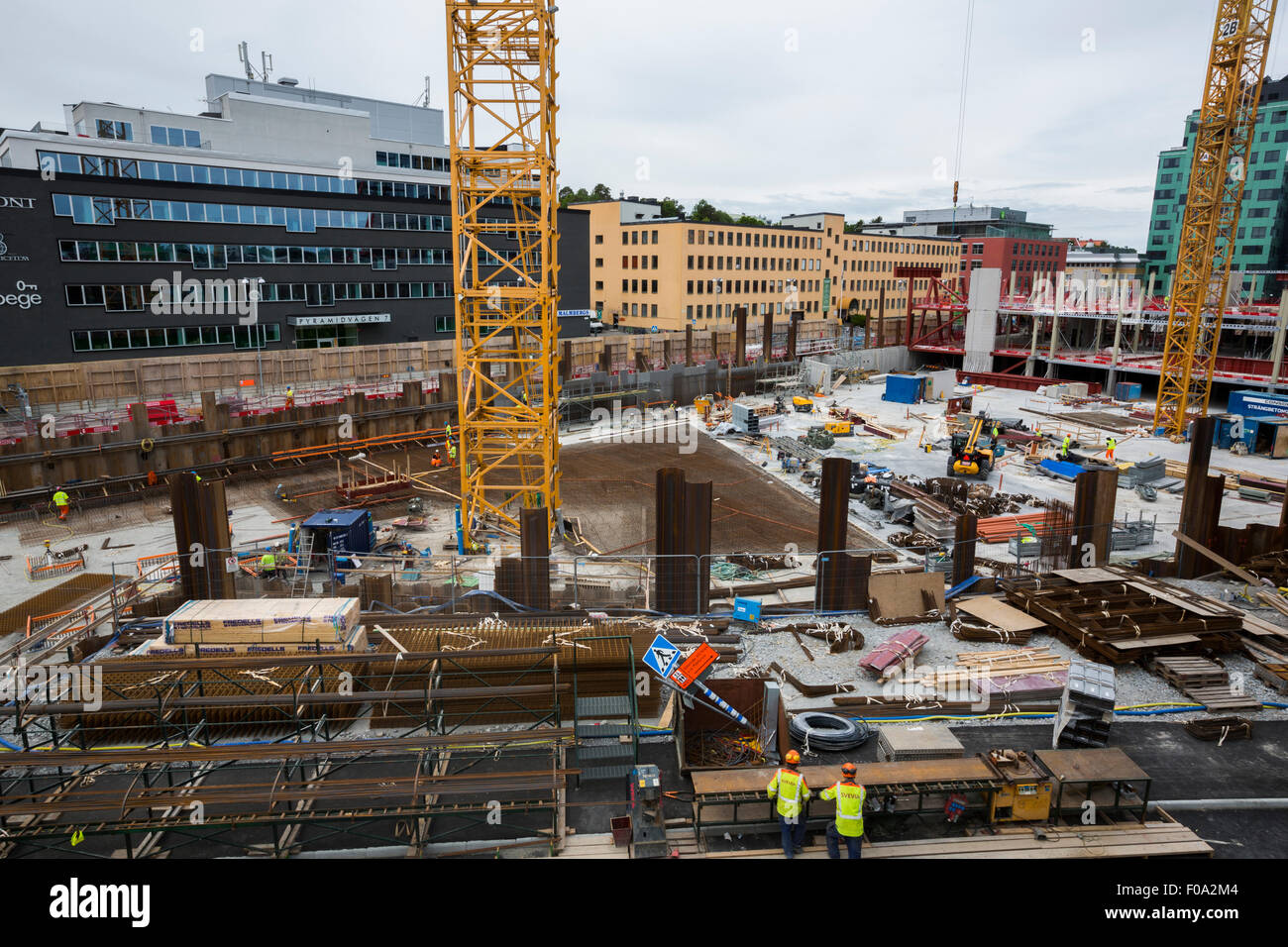 Construction site at Arenastaden, Solna, Stockholm. Stock Photo