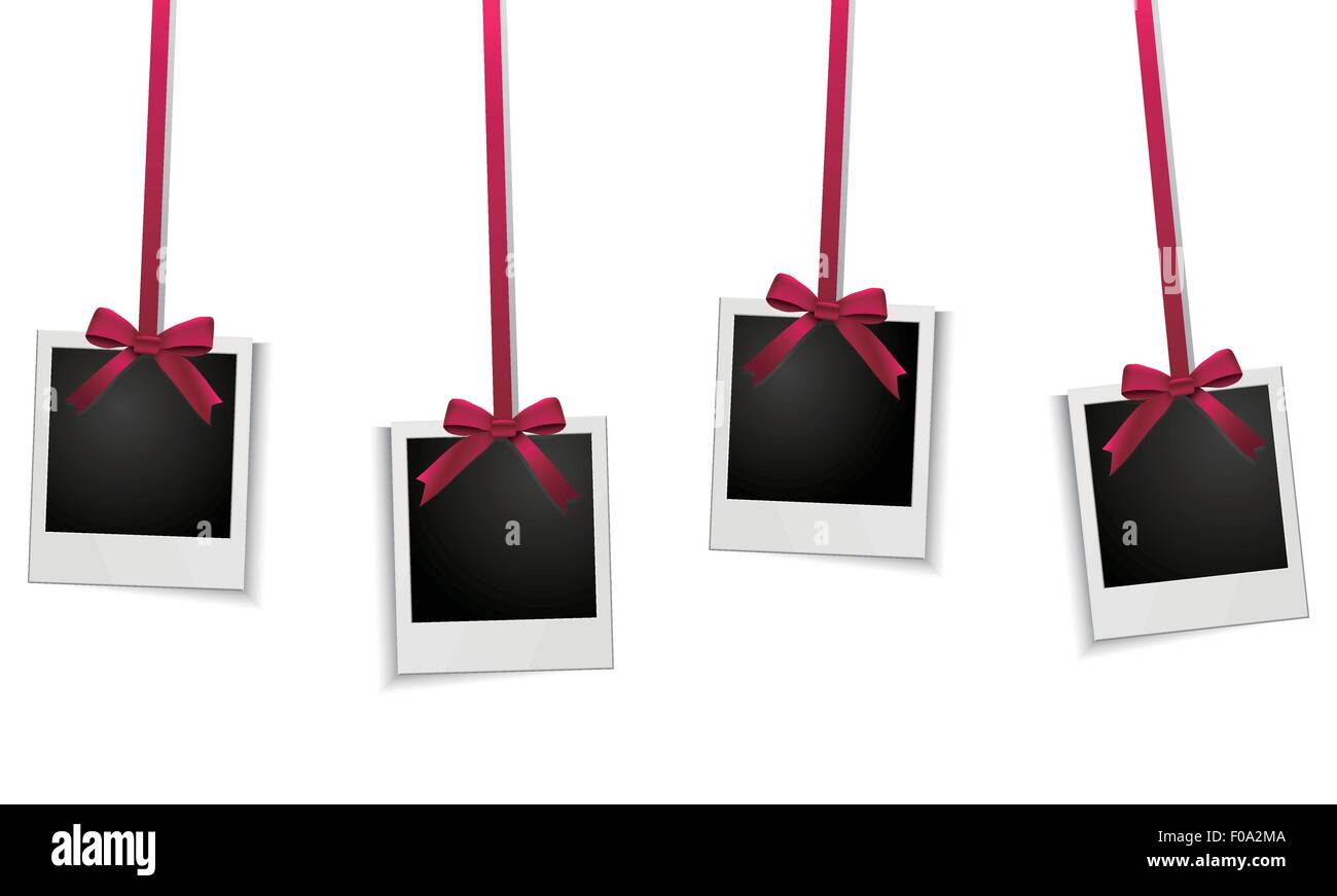 Photo frames hanging on red ribbon Stock Vector Image & Art Alamy