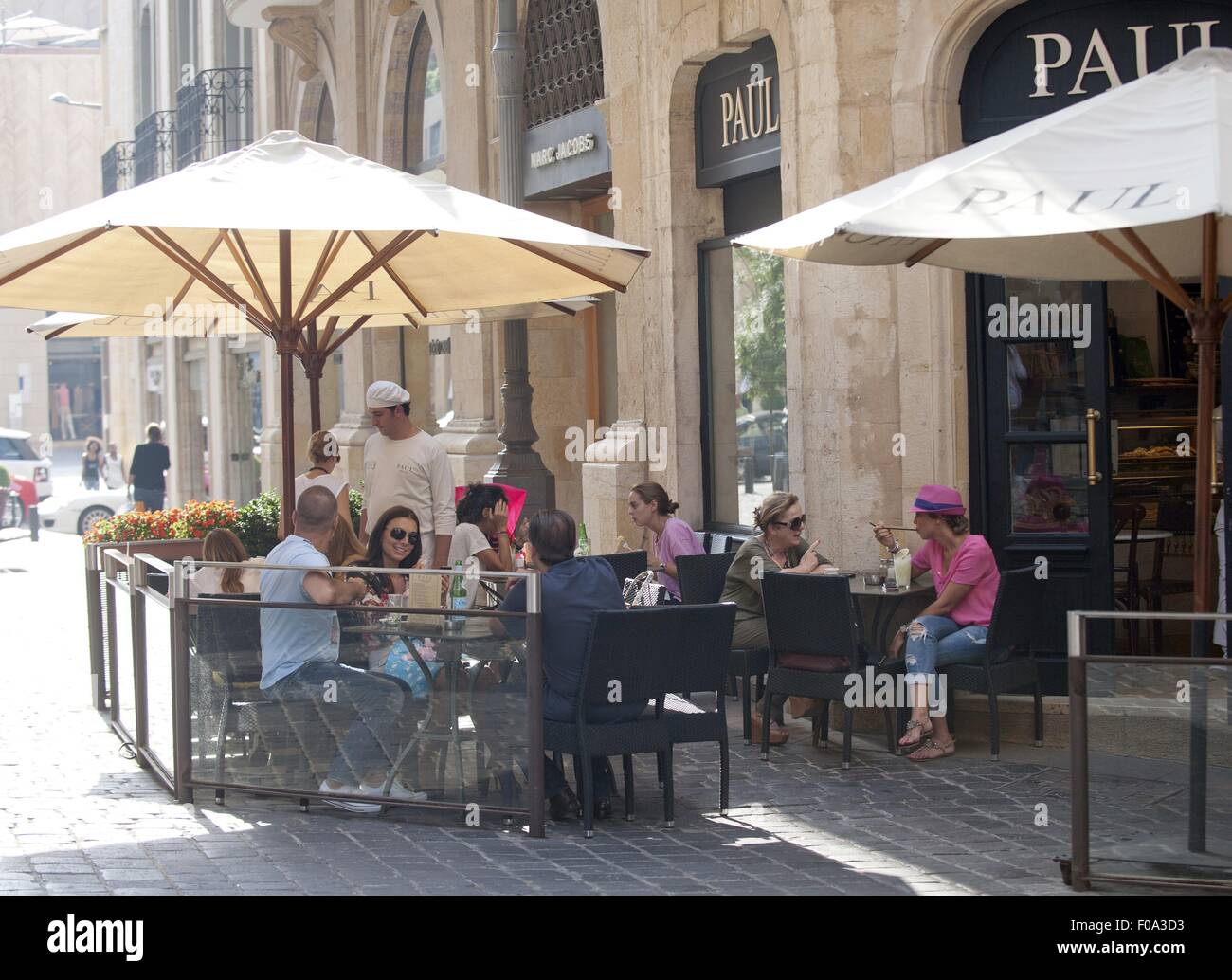 People sitting outdoors at Paul Restaurant, Beirut, Lebanon Stock Photo Alamy