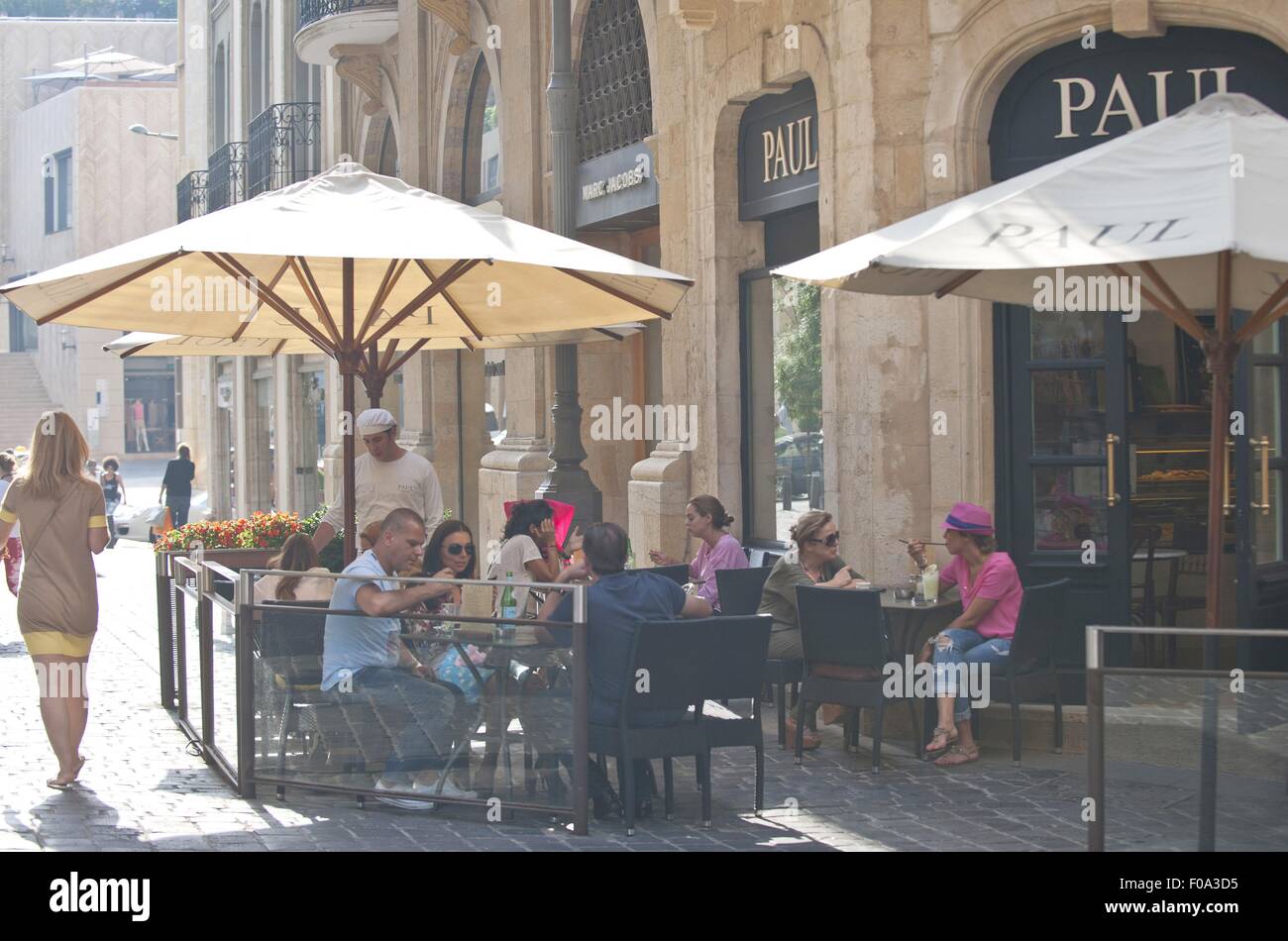 People sitting outdoors at Paul Restaurant, Beirut, Lebanon Stock Photo Alamy