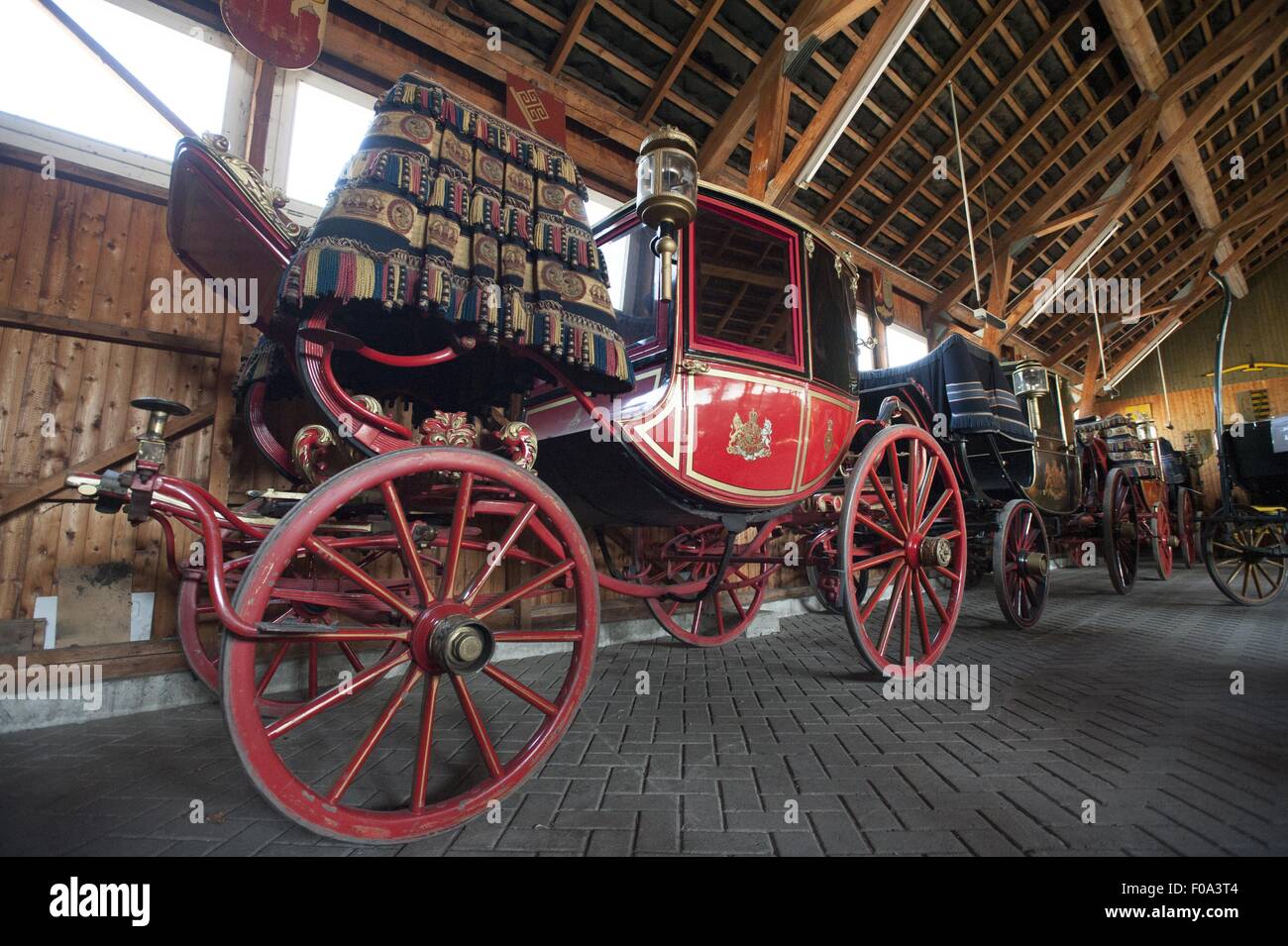 Carriage transport in Celle State Stud, Lower Saxony, Germany Stock Photo