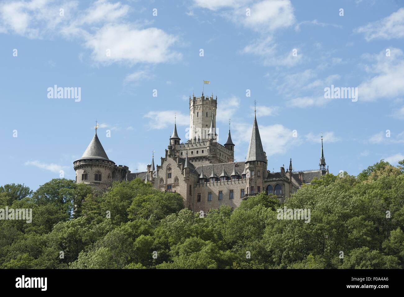 View of Marienburg Castle and trees at Hannover, Germany Stock Photo