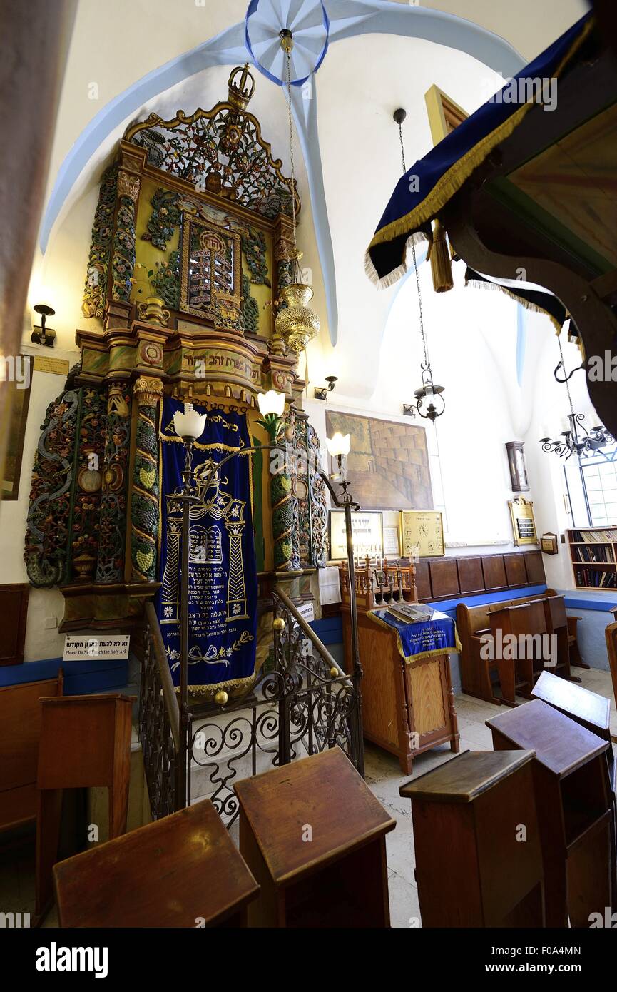 View of Torah shrine at Ari Ashkenazi Synagogue, Safed, Israel Stock
