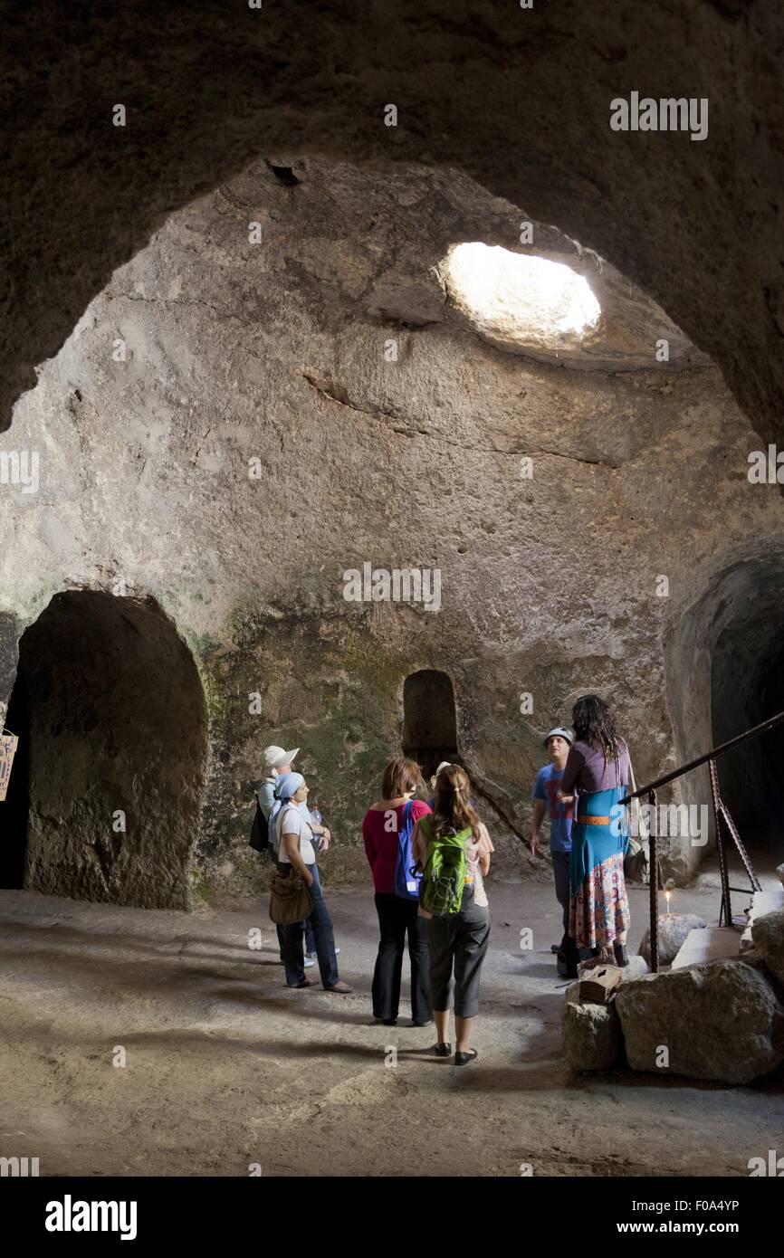 Tourists at grave of Prophet at Mount of Olives, Jerusalem, Israel Stock Photo