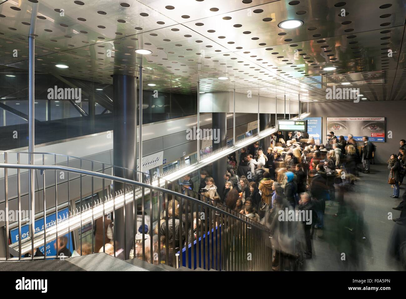 People at metro railway station in Lausanne, Canton of Vaud, Switzerland Stock Photo