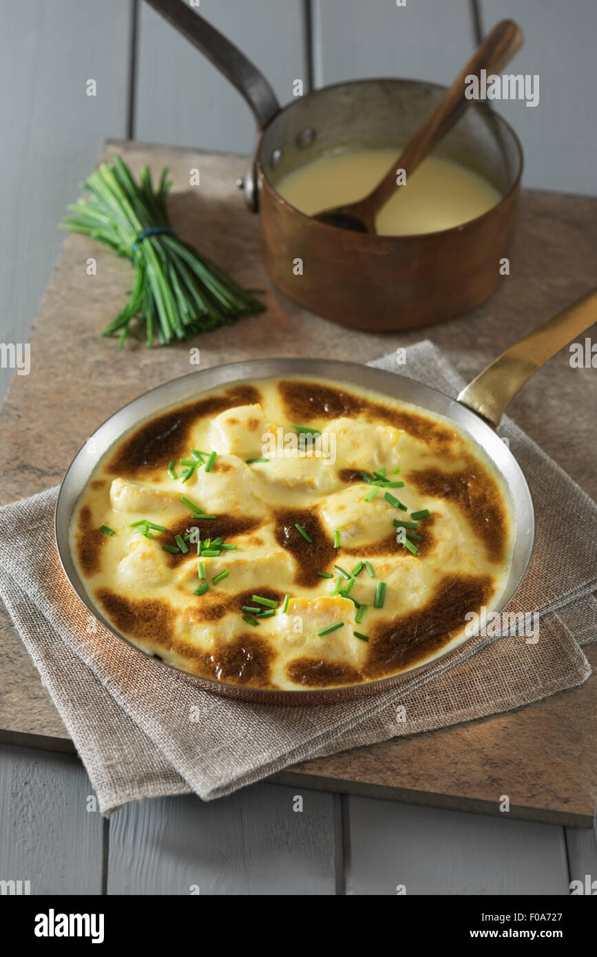 Omelette Arnold Bennett with smoked haddock. Stock Photo