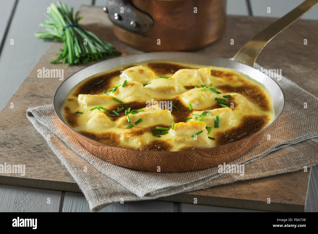 Omelette Arnold Bennett with smoked haddock. Stock Photo