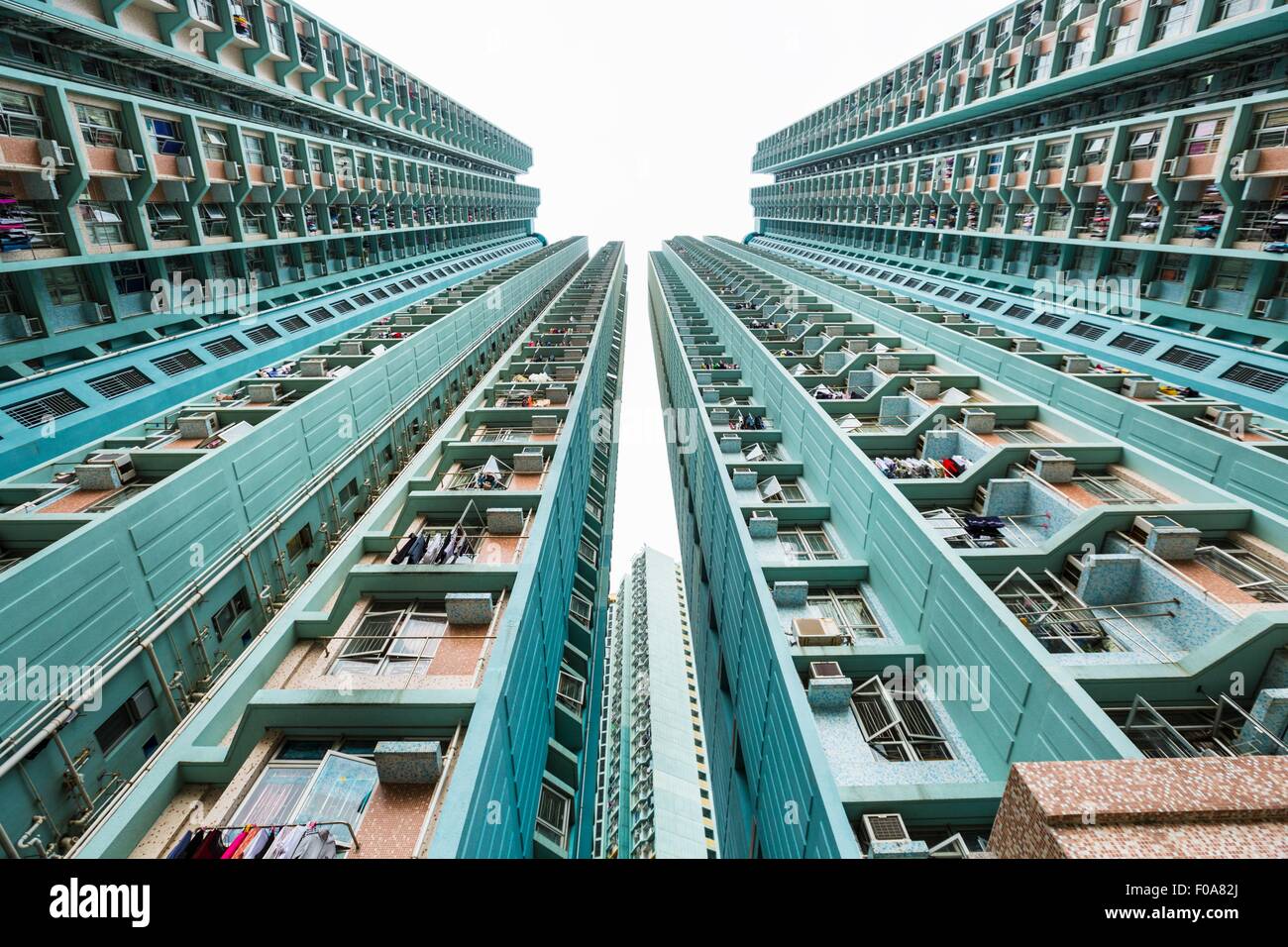Mongkok apartment buildings, low angle view, Hong Kong, China Stock