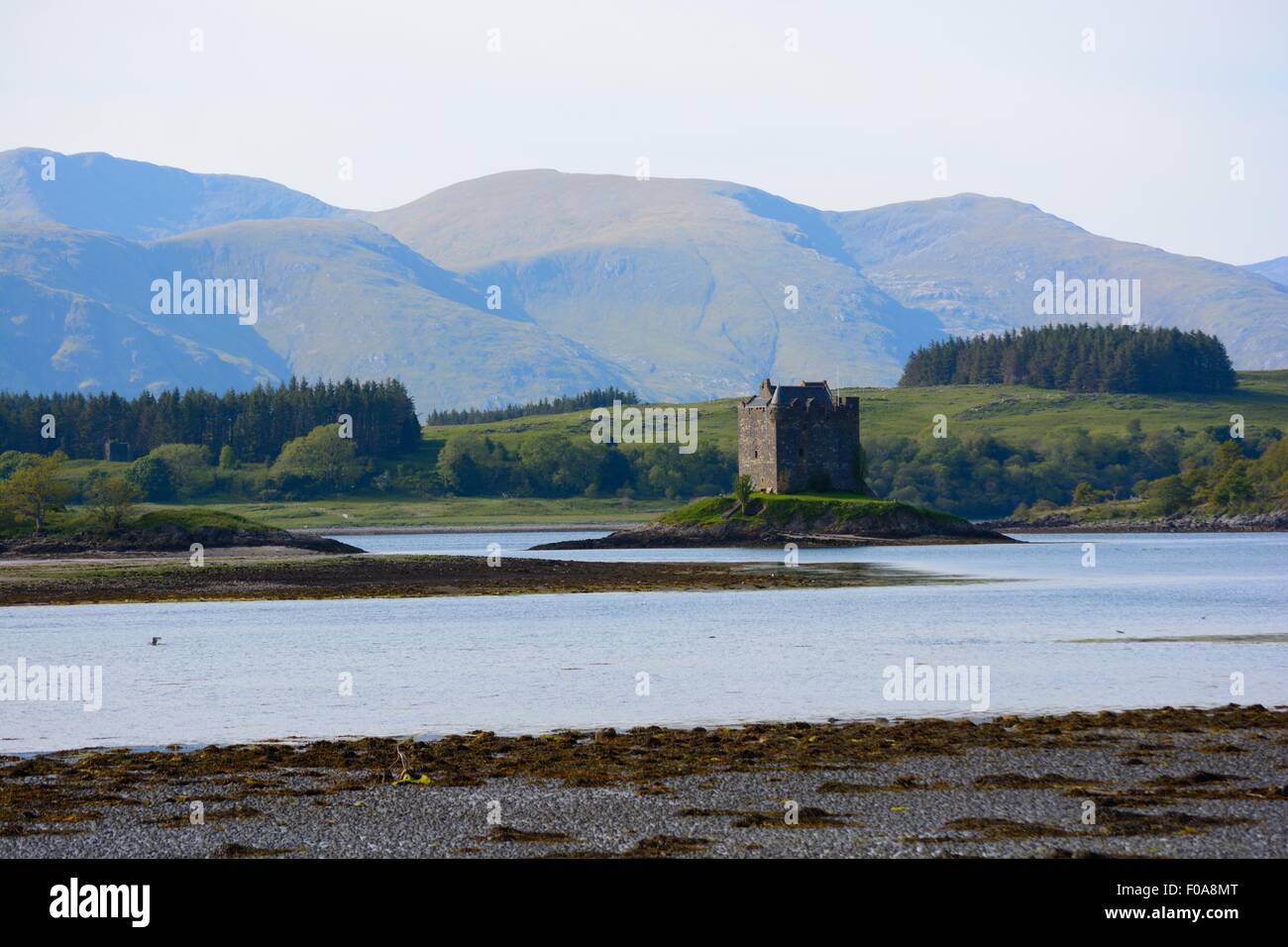 Castle Stalker, Appin, Argyll, Scotland was used as a set in the film Monty Python and the Holy Grail Stock Photo
