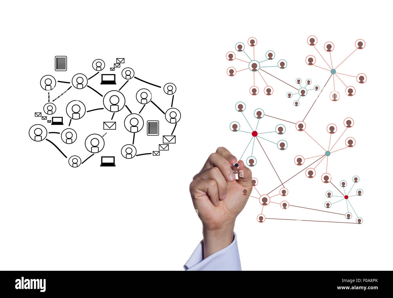 Business man drawing social network Stock Photo