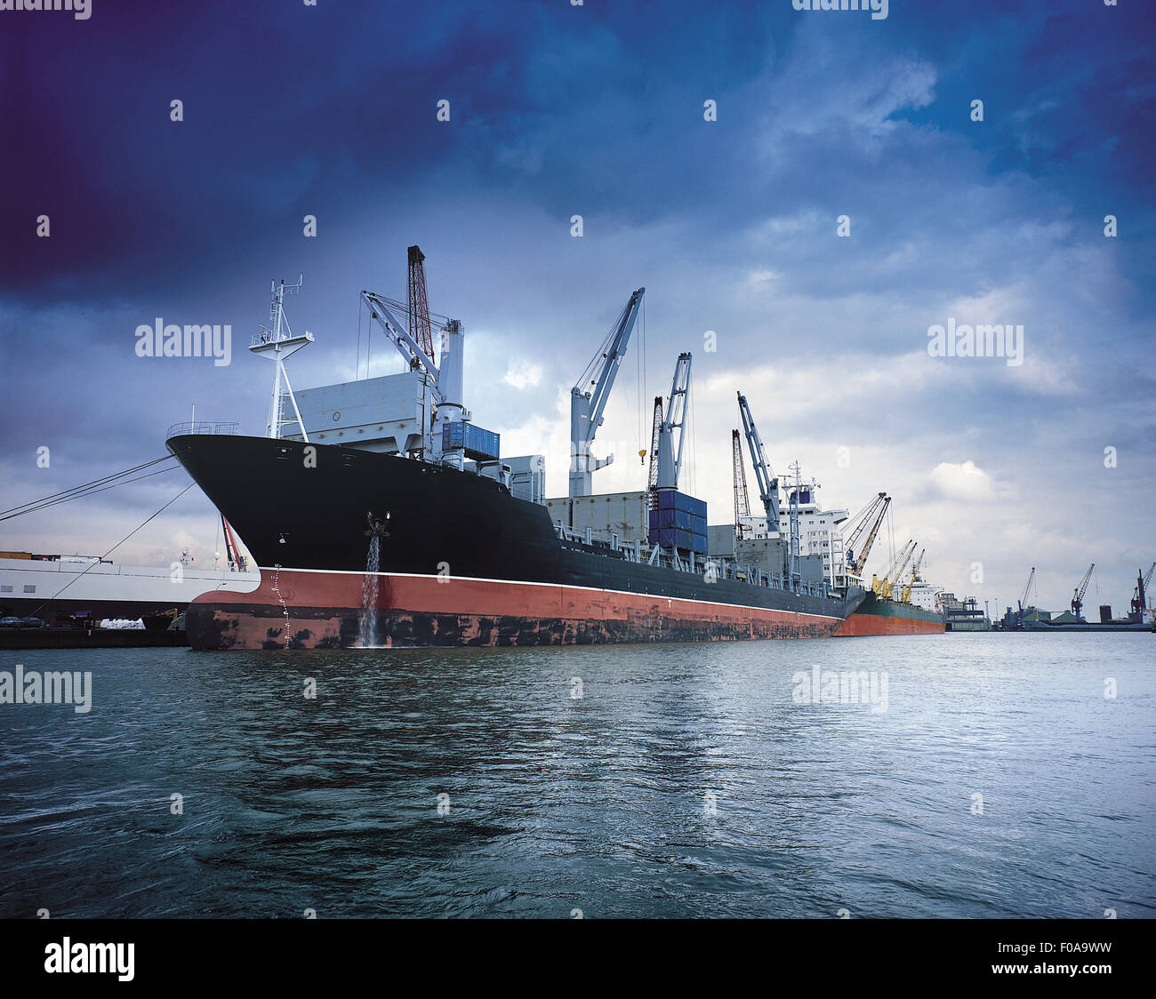 Ship in berth at port Stock Photo