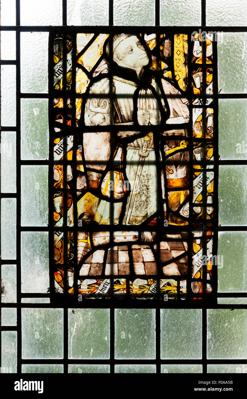 A stained glass panel by Freda Coleborn in St Mary's church, Downe