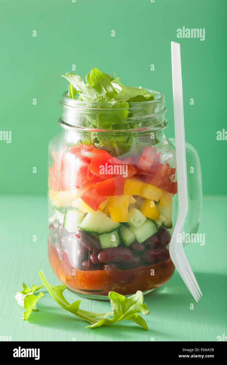 vegan bean vegetable salad in mason jars Stock Photo Alamy