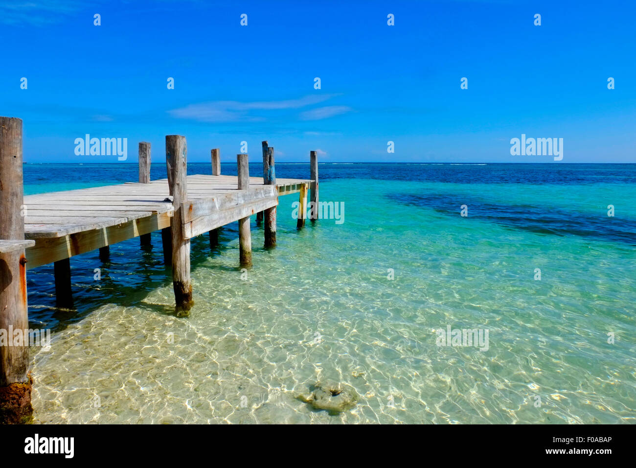 CARIBBEAN WOODEN TRADITIONAL JETTY Stock Photo