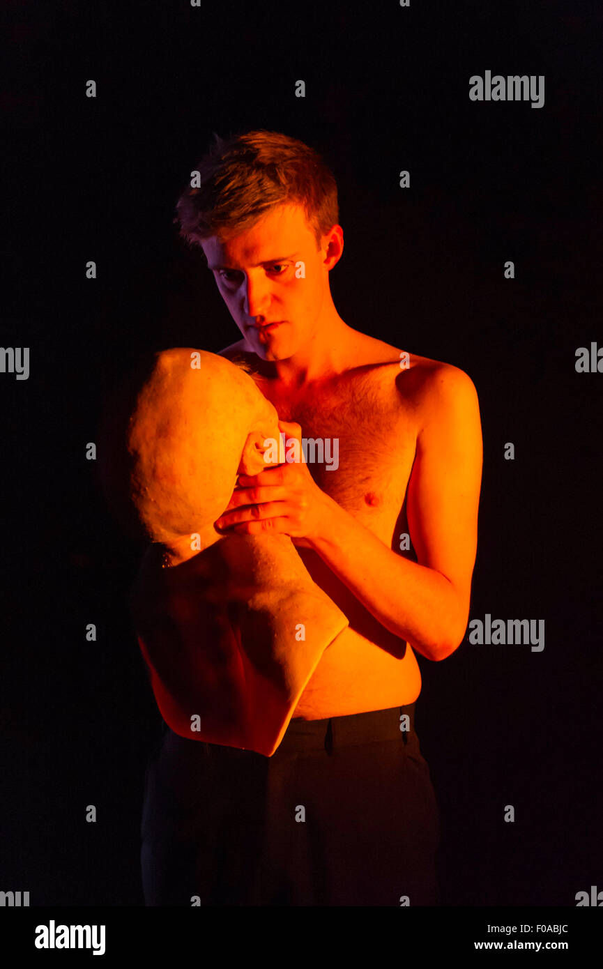 Edinburgh, UK, 11th August 2015. ‘Tomorrow’ conceived and directed by Matthew Lenton performed at the Traverse Theatre , Edinburgh Fringe Festival 2015(Vanishing Point/Brighton Festival/Tramway (Glasgow)/ Cena Contemporanea).  Samuel Keefe as George.  Credit:  Jeremy Abrahams / Alamy Live News Stock Photo