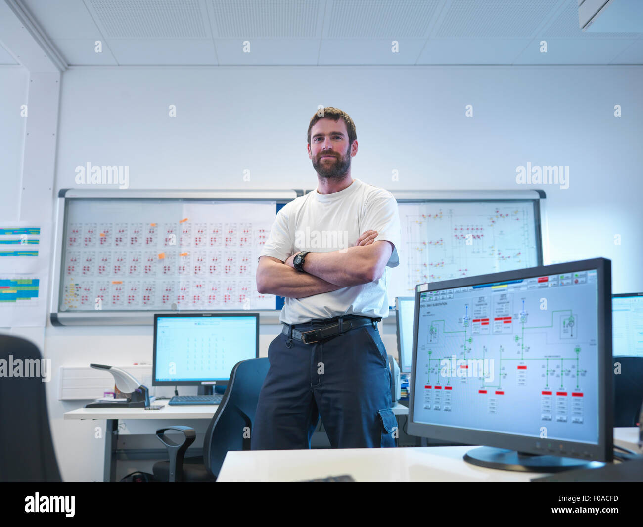 Portrait of offshore windfarm engineer in office Stock Photo
