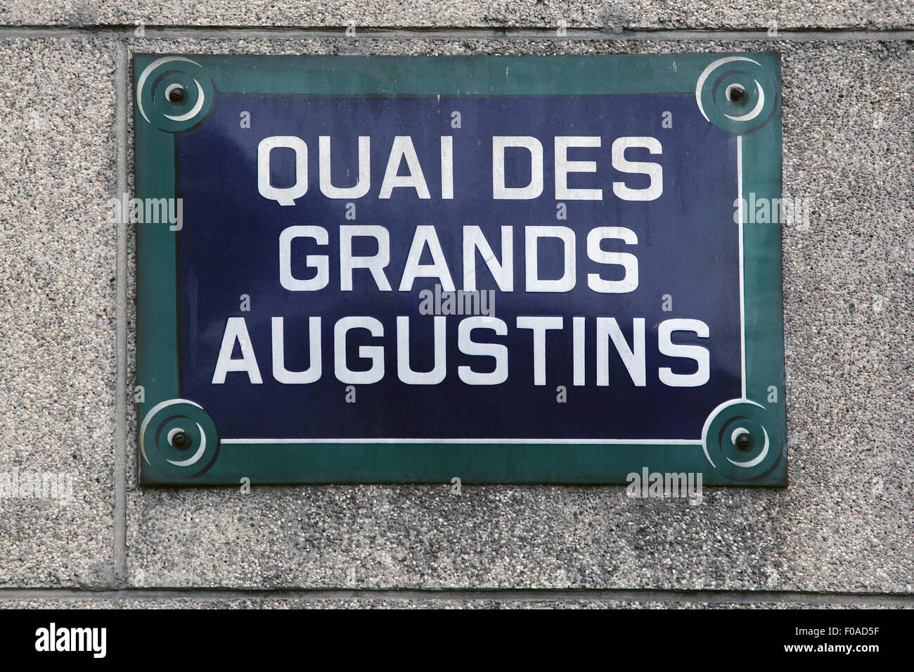 Street sign Quai des grands Augustins in Paris France Stock Photo