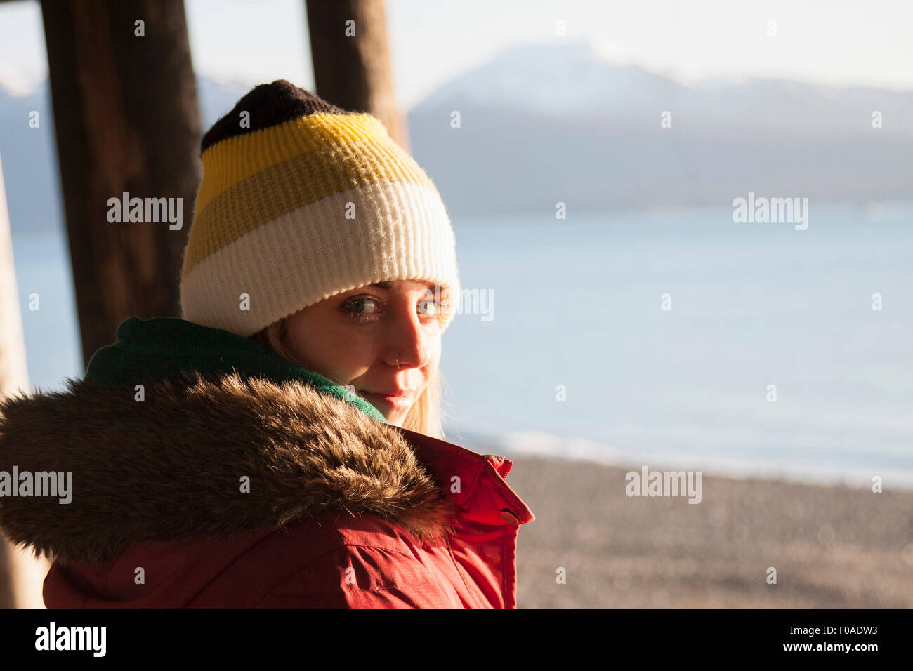Woman wearing fur hood hi-res stock photography and images - Alamy