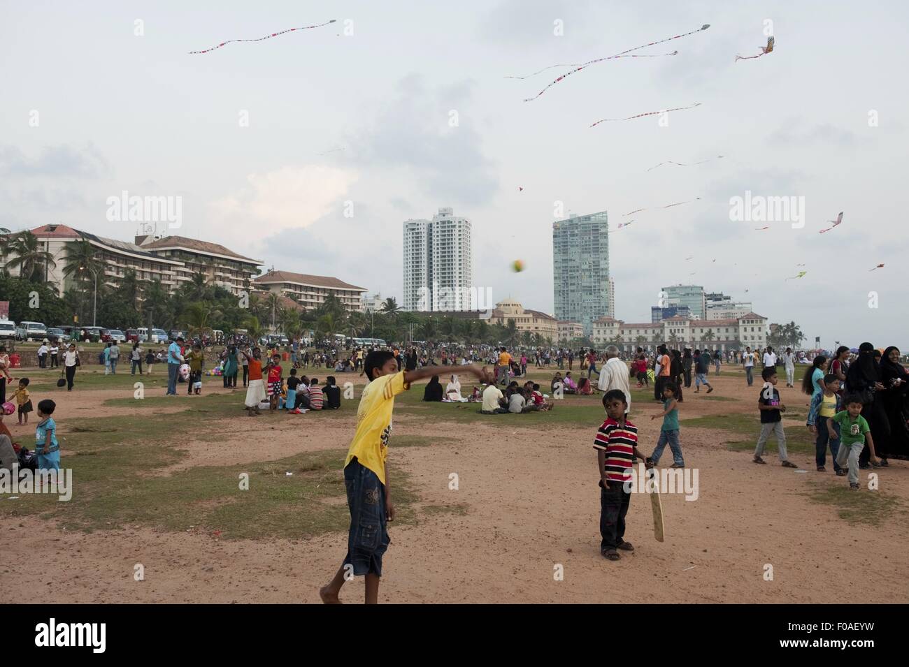 View of tourists at Galle Face Green, Colombo, Sri Lanka Stock Photo