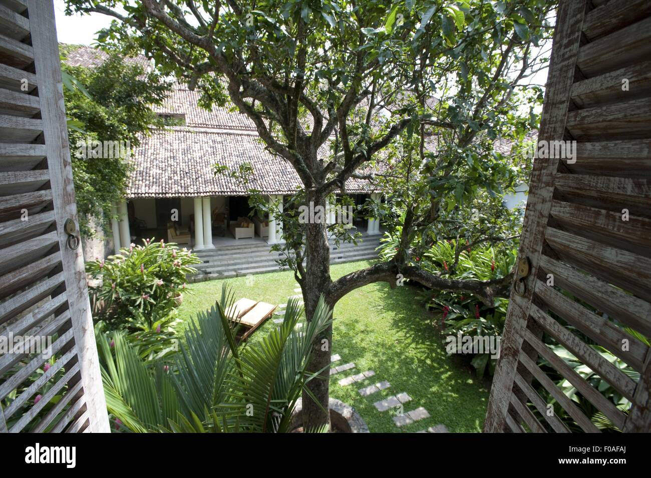 View of private villa No. 20 and garden at Galle Fort, Sri Lanka Stock Photo